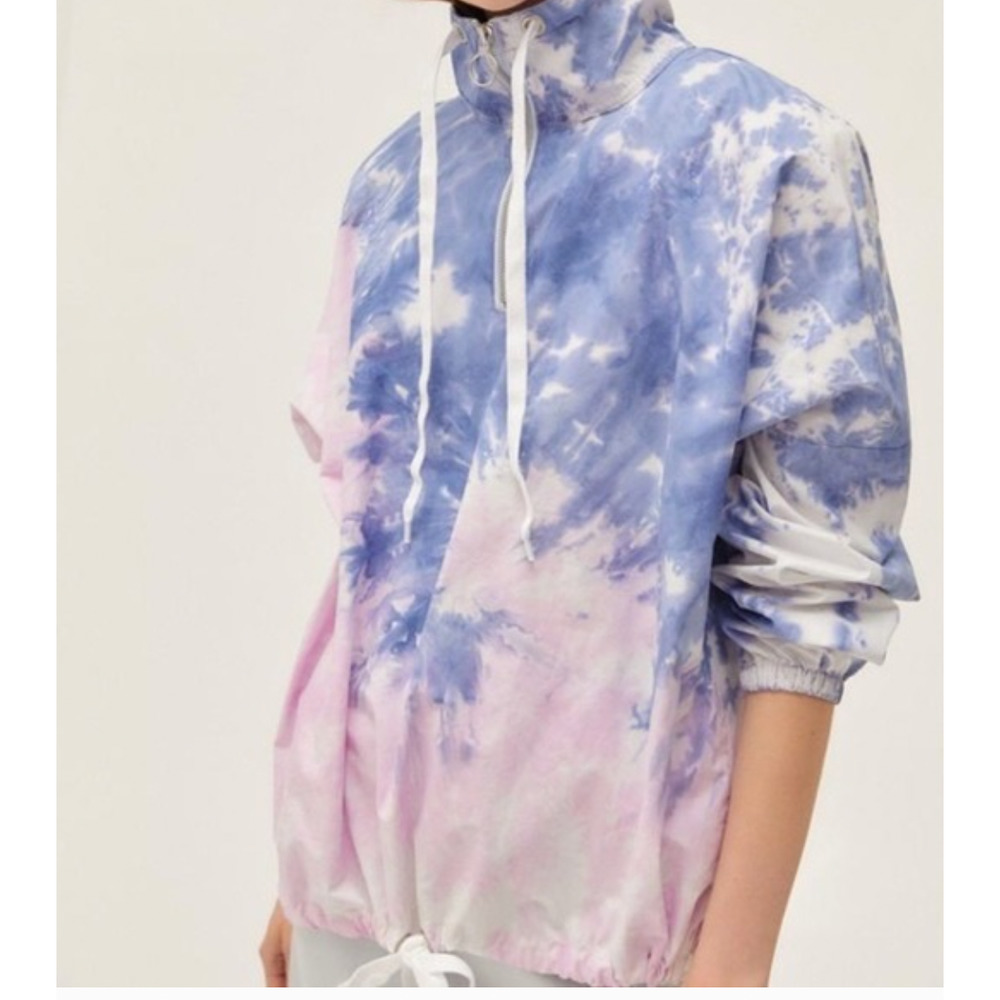 UO Cristal Anorak Tie Dye Cinched Drawstring Pullover Windbreaker - Picture 2 of 13